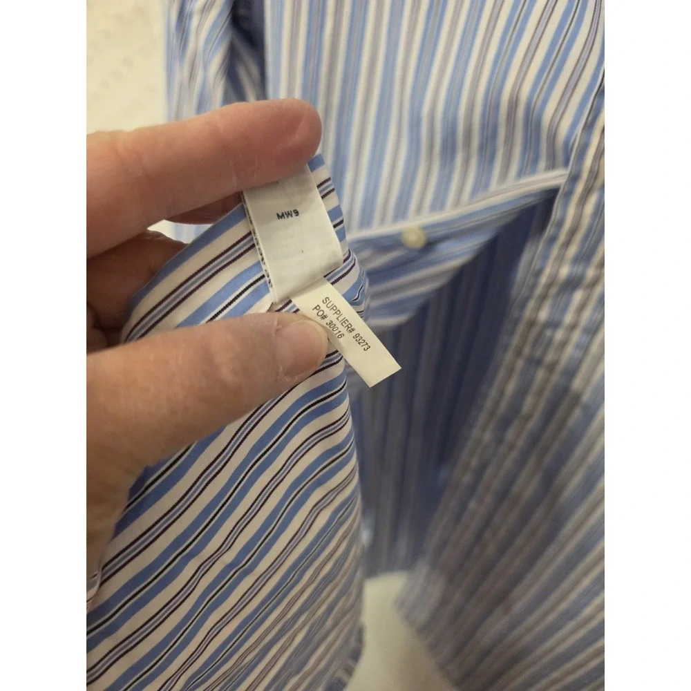 Ralph Lauren Polo Dress Shirt Classic Fit Mens Size 17 Blue and White Stripes